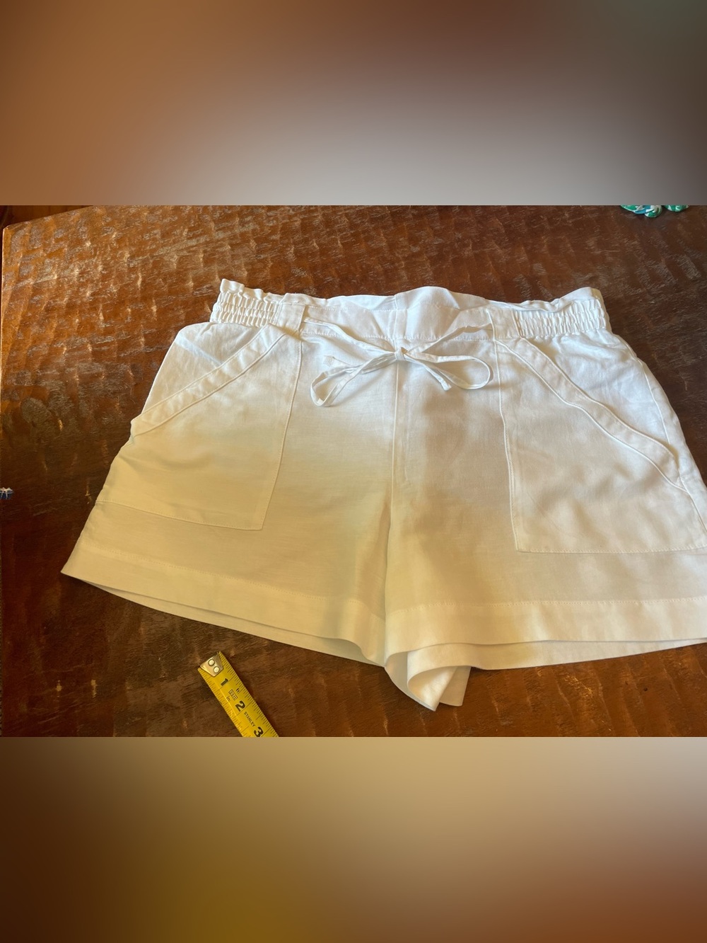 Loft lightweight Women’s White Drawstring Linen-Blend Shorts Large